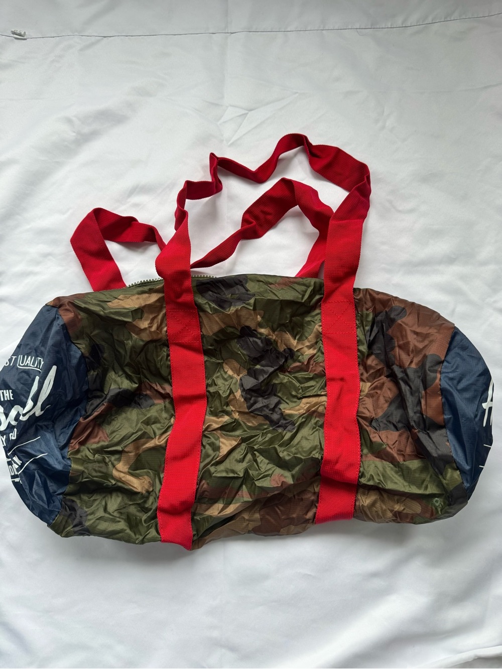 2 for $20 hershel Camouflage Travel Duffel Bag with Red Straps